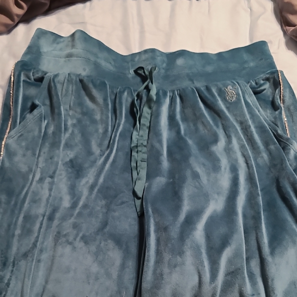 Victoria's Secret Teal Velour Track Pants